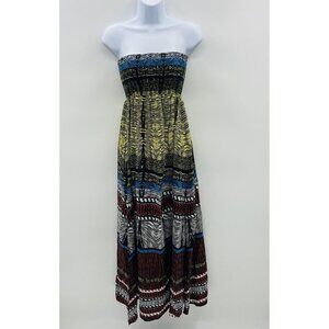 Xhilaration Juniors Size Small Tropical Print Strapless Maxi Dress in Black